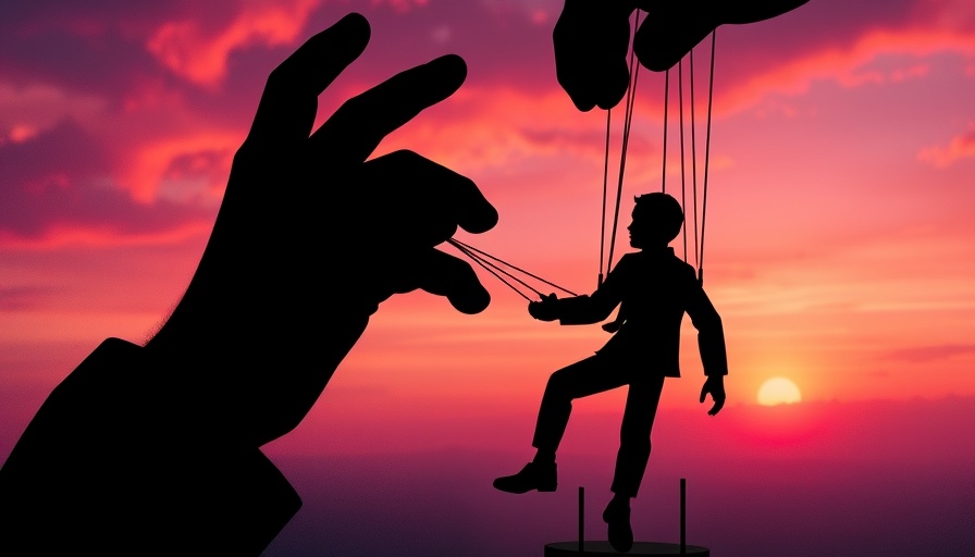 Silhouette puppet manipulated by hand symbolizing AI disinformation campaigns