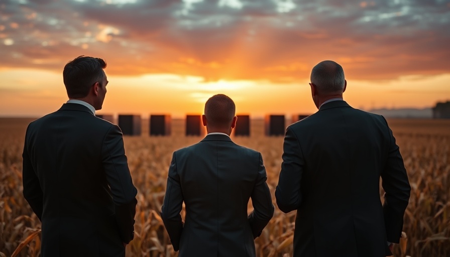 Cinematic view of server farm and cornfield at sunset, symbolizing Meta's AI investment.