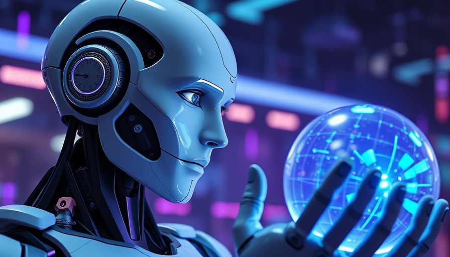 Futuristic robot with holographic sphere for AI-powered file parsing