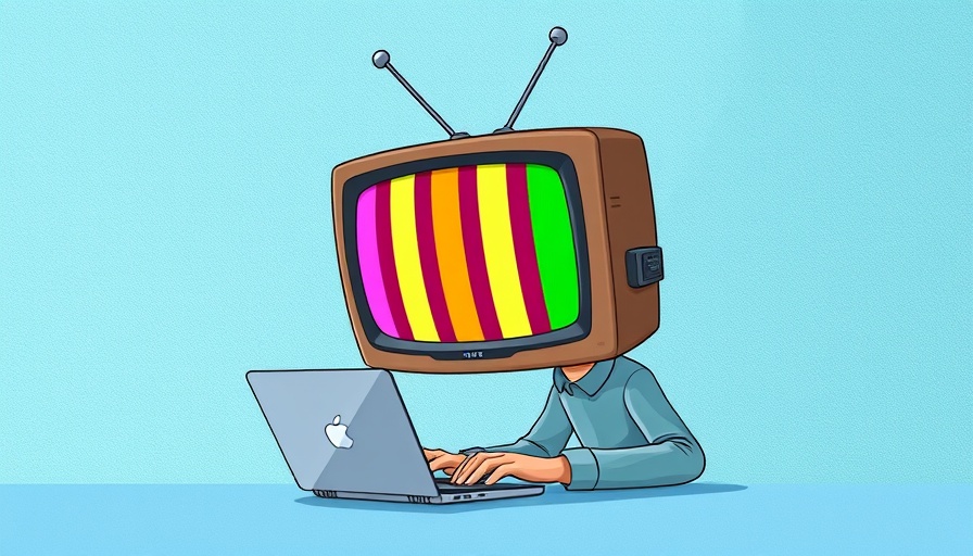Surreal depiction of online viewing in a cartoon style
