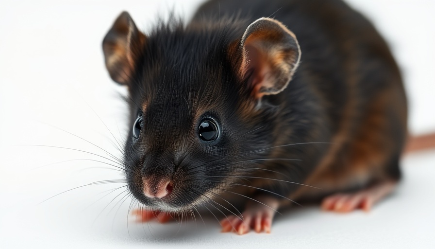 Close-up of a healthy black mouse, Anti-Aging Vaccine Impact on Healthspan.
