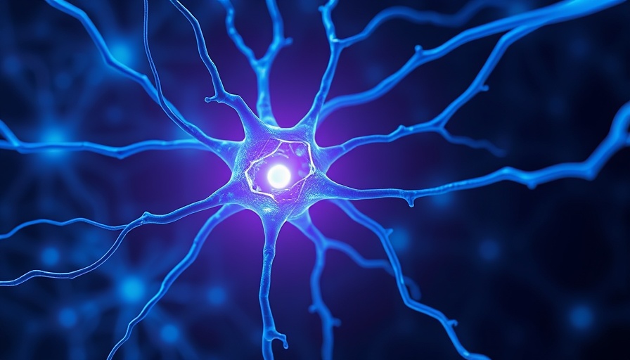 Futuristic neuron illustration highlighting neural pathways for Parkinson's research.