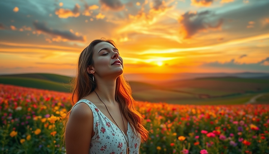 Serene woman in field under sunset sky symbolizing journey of survival and healing.