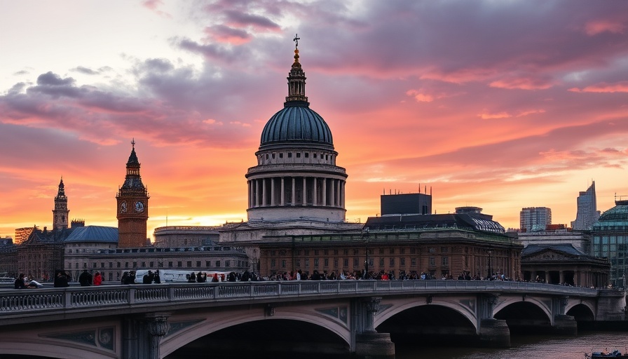 London skyline view with St. Paul's Cathedral at twilight