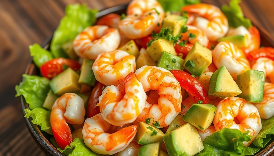 Lemony Shrimp Salad Recipe with shrimp and avocado.