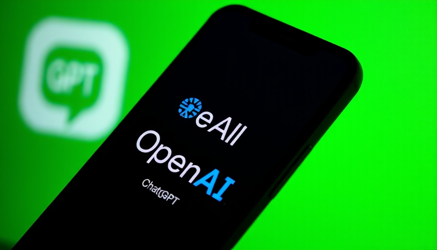 Smartphone displaying OpenAI and ChatGPT logos with green background.