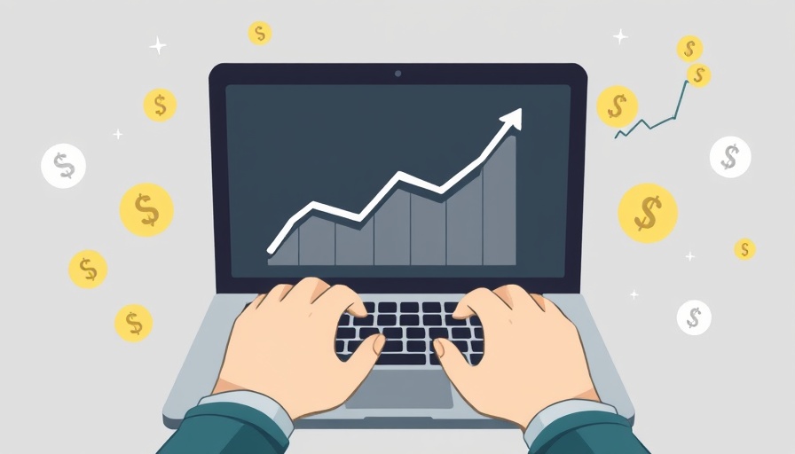 Collage showing types of paid media with laptop and growth graph, money symbols.