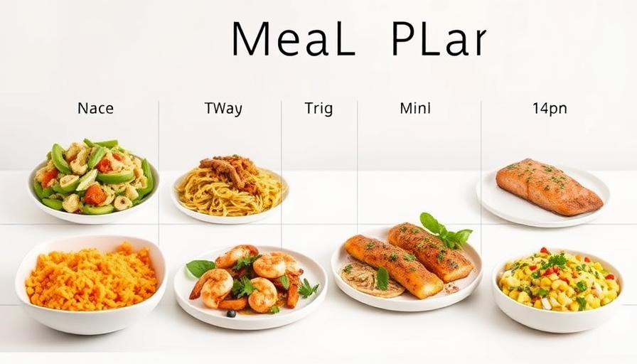 Weekly meal planning layout showcasing colorful dishes.