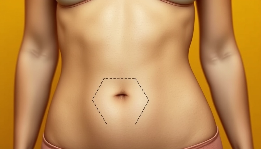 Tummy tuck weight loss illustration on female torso.