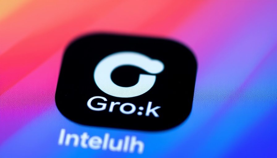 Close-up of Grok app icon on colorful background.