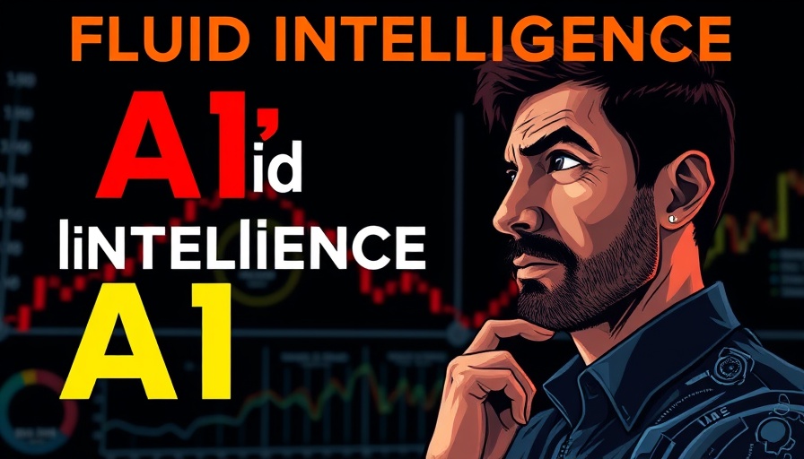 Fluid Intelligence in AI graphic with data analysis and man pondering.