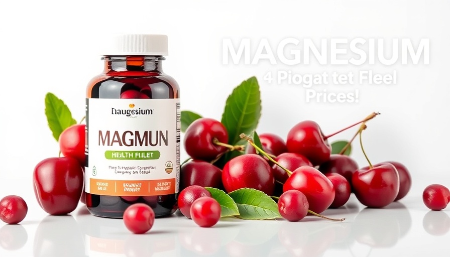 Magnesium supplement banner promoting health benefits of walking.