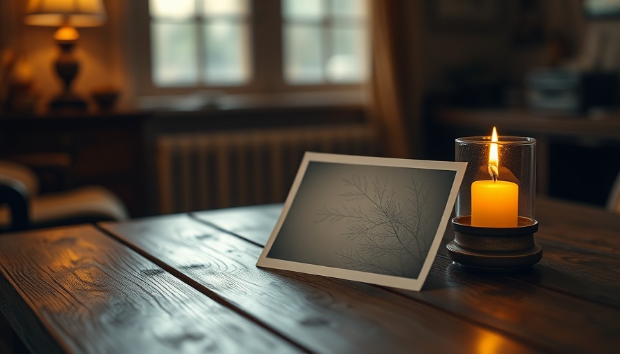 Warm scene with old photo and candle, symbolizing closeness.
