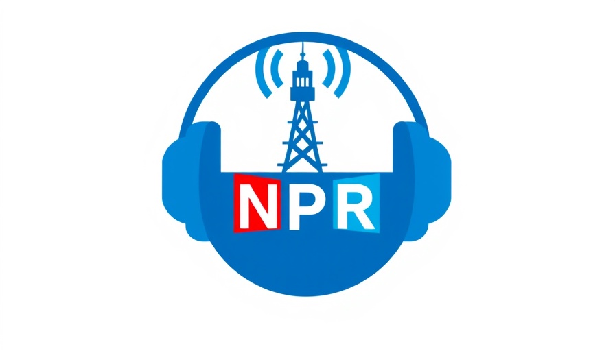 Stylized blue NPR logo with headphones and broadcast tower.