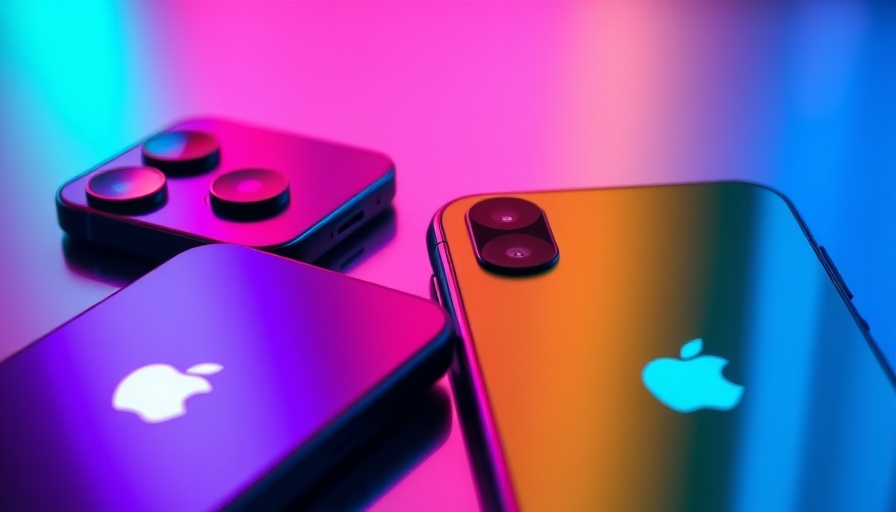iPhone models displaying iOS 26 update, vibrant background