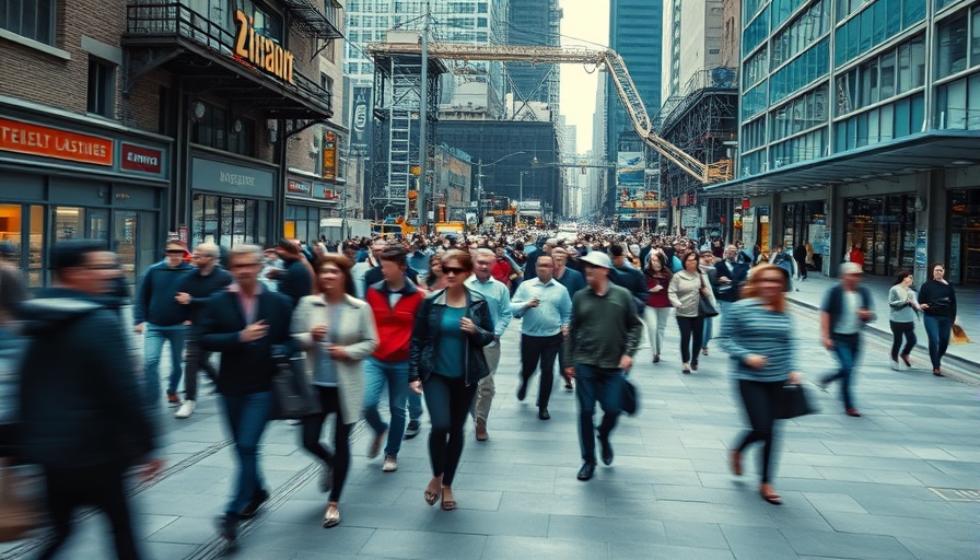 People rushing by, illustrating daily habits that hold you back.