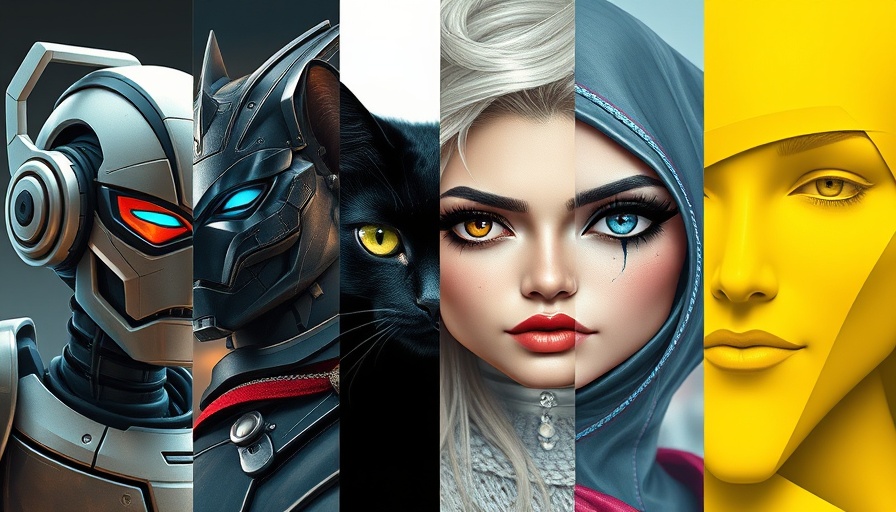 Variety of digital art characters showcasing AI image generation.