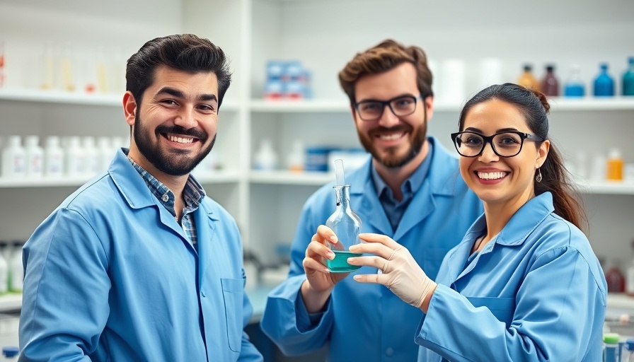 Scientists in lab working on long-acting levodopa gel Parkinson's treatment.