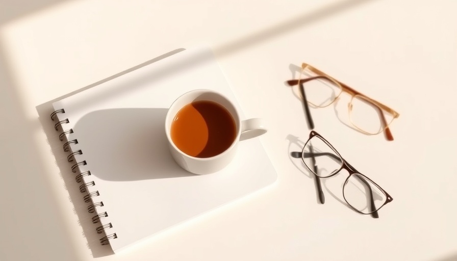 Minimalist cover with coffee and books, healthy lifestyle theme.