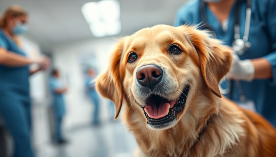 Golden retriever in a clinic with vets, showcasing how dogs can detect Parkinson's disease.