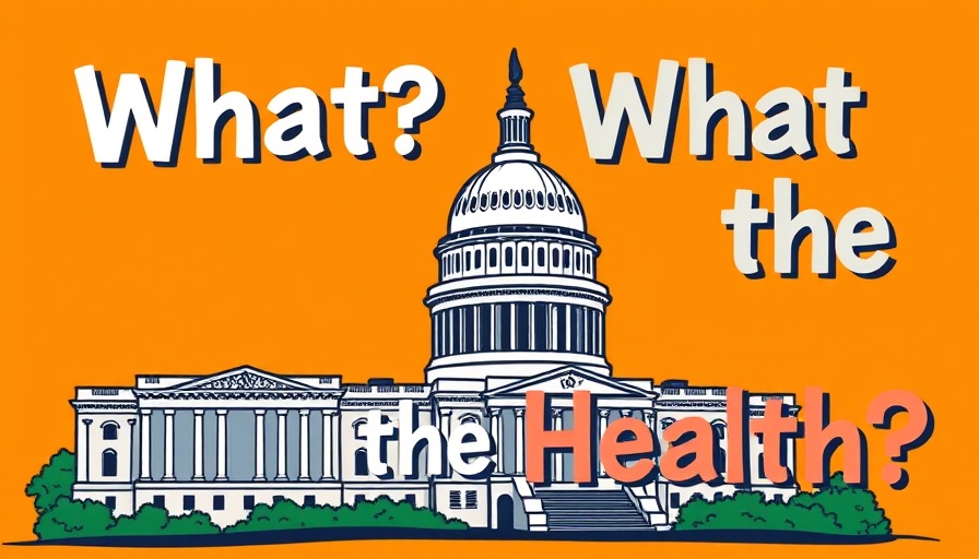 Illustration of US Capitol with text 'What the Health?'