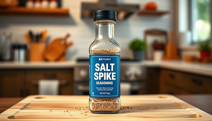 Salt Free Spike Seasoning bottle on wooden cutting board