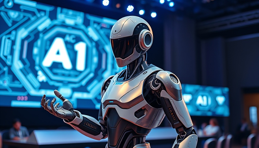 Most Powerful AI Tool presentation featuring advanced robotic figure.
