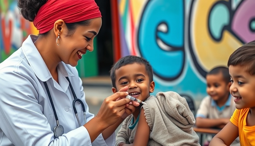 Healthcare worker gives vaccine to child emphasizing global vaccine stockpiles.