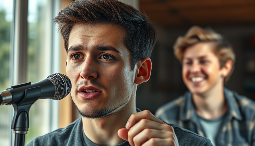 AI creates realistic images: dual scene of a man speaking and laughing