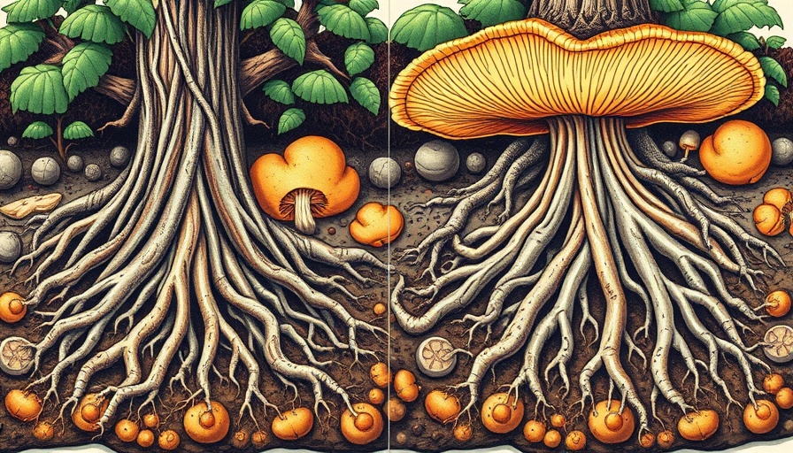 Underground fungi networks illustration for conservation context.