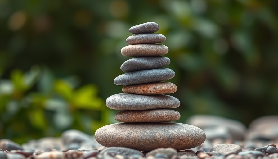 Serene stack of stones, symbolizing Nine Attitudes of Mindfulness in nature.
