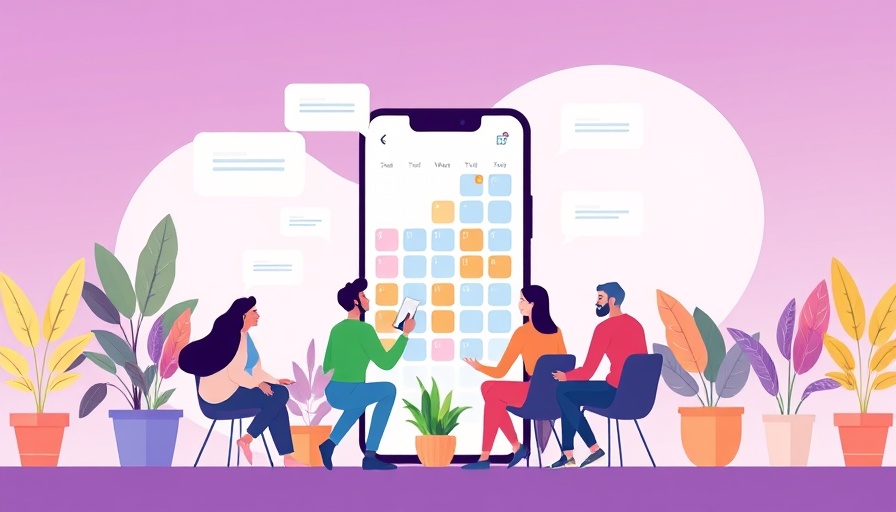 Four-day work week in tech illustration with diverse group discussing.