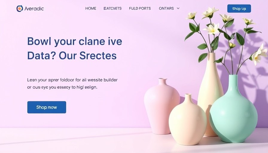 Promotional webpage for AI Website Builder with vase imagery.