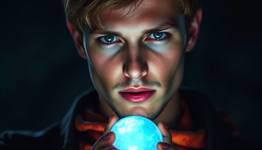 Google Opal AI concept with young man holding glowing gem.