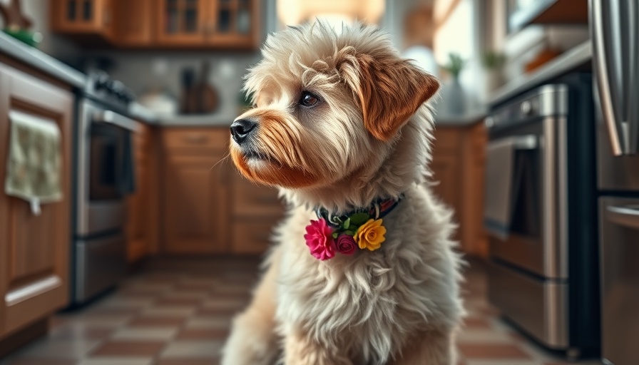 Adorable dog in a kitchen, showcasing Fitness Finds theme.