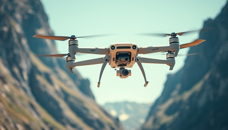 AI in Search and Rescue Operations: Drone hovering over mountain.