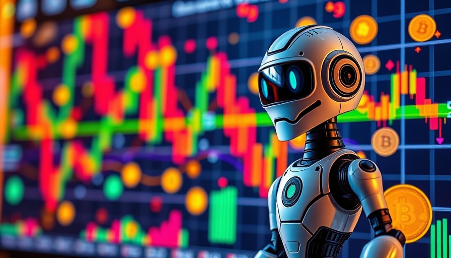 AI crypto trading bots Coinbase visual with digital currencies and robot.
