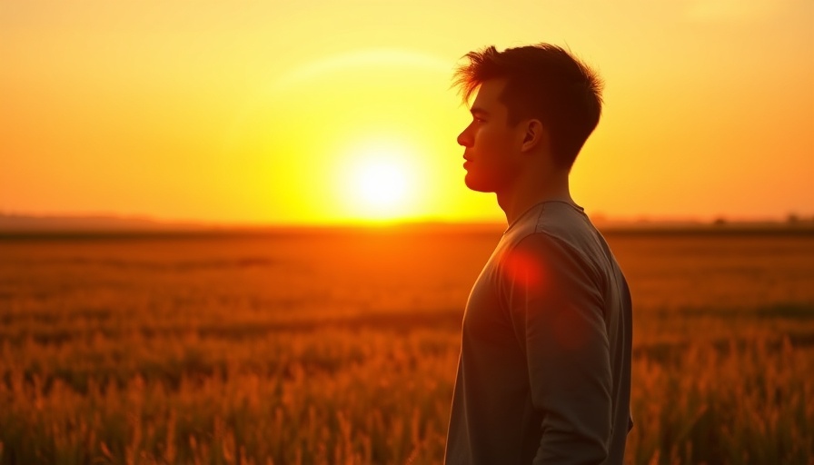 Silhouetted young man in field at sunset, representing daily habits that drain potential.