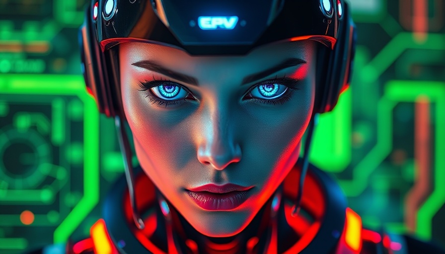 Futuristic depiction of New GPT-5 Features with cyborg woman in neon.