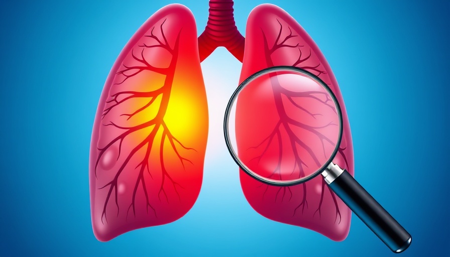 Detailed illustration of human lungs with magnified inflamed area.