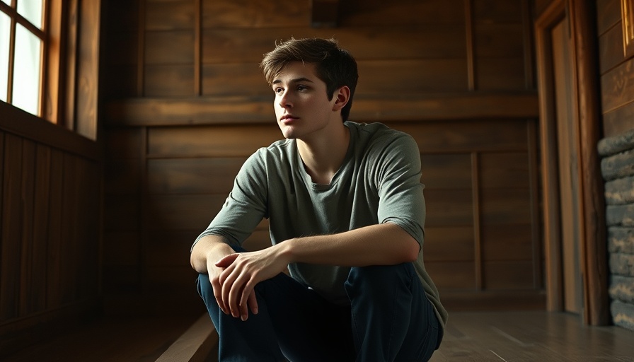 A young man contemplating in a wooden room, reflecting on habits that drain joy.