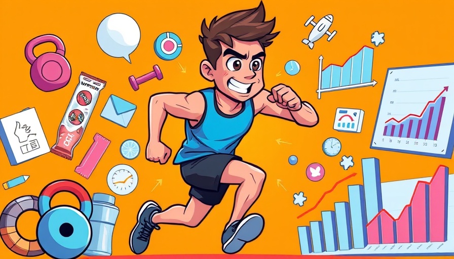 Runner surrounded by fitness icons and running myths illustration