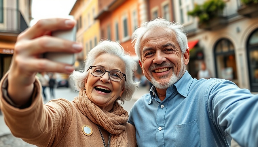 Older couple capturing a selfie with easy smartphone tips in a city street