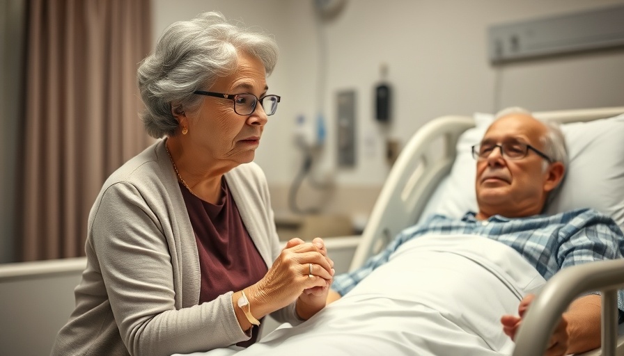 Lonely caregiver reflecting beside a patient, emotional health focus.