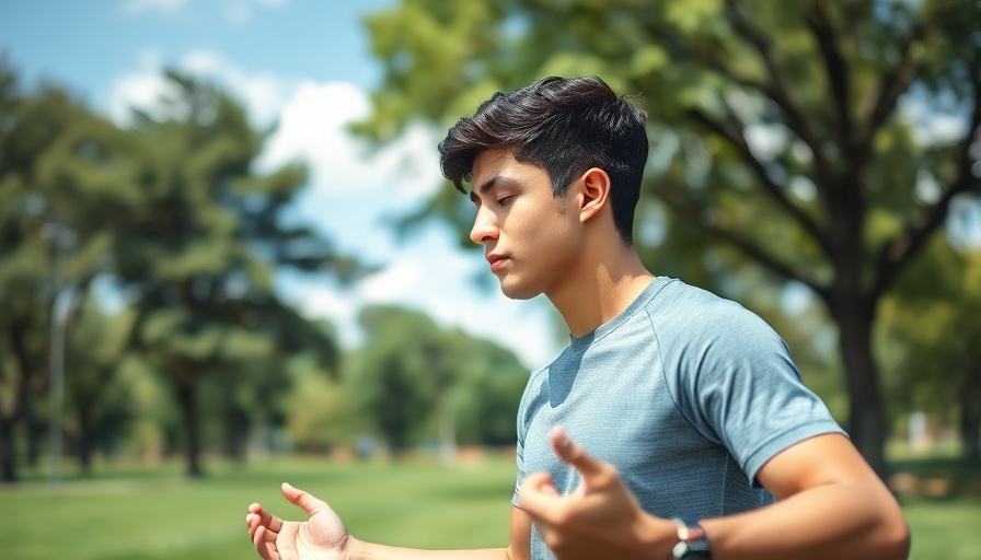 Mindful young athlete practicing sport psychology meditation outdoors.