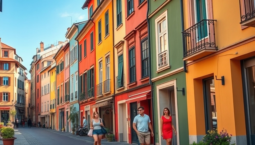 Family walking down a colorful European street, Budgeting for Family Dreams
