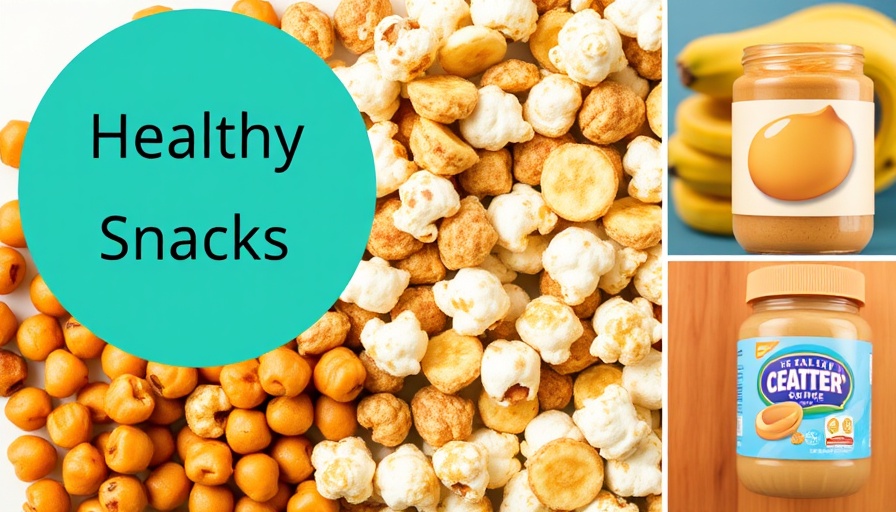 Healthy Lunchbox Pantry Staples collage with snacks like chickpeas and popcorn.