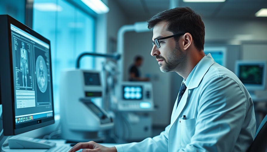 Doctor using A.I. tools in a modern hospital setting.