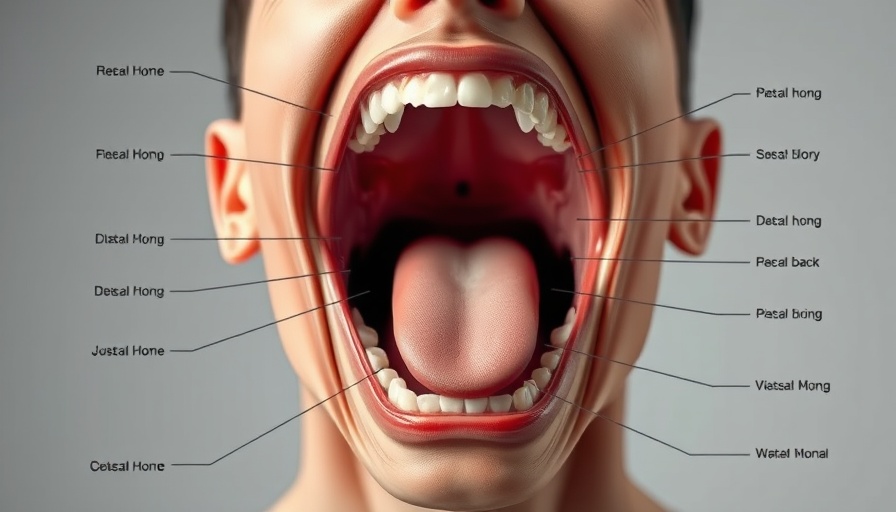 Detailed anatomical diagram illustrating how to check for mouth cancer.