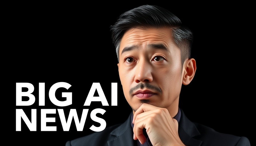 Thoughtful professional in front of 'BIG AI NEWS' text, highlighting latest AI developments 2023.